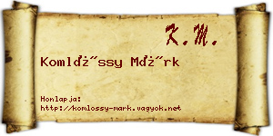 Komlóssy Márk névjegykártya